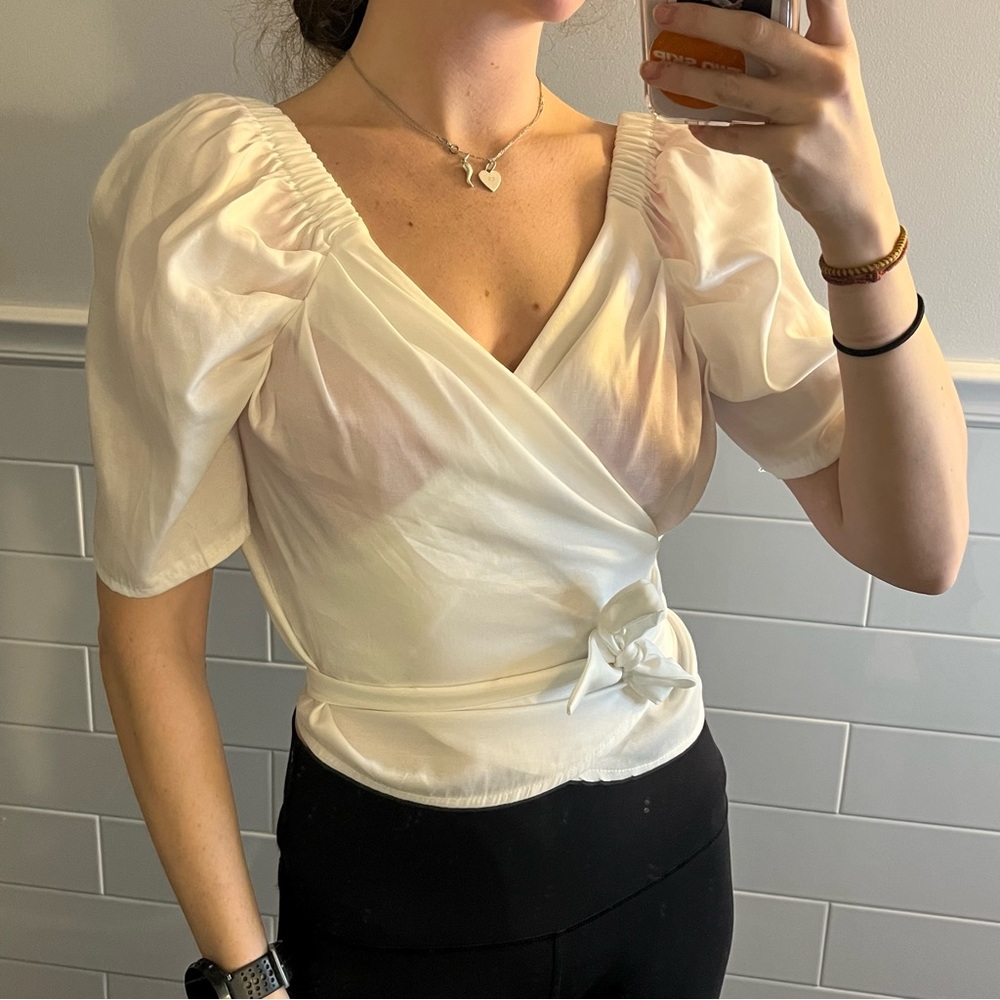 Oak + Fort White Wrap Shirt